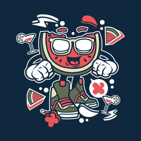 Sandía personaje de dibujos animados plantilla de diseño de camiseta