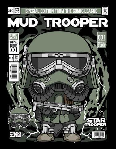 Star Wars Mud Trooper Cartoon Character Magazine Cover Design Template