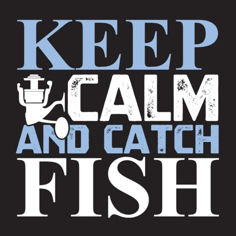 Keep calm and catch fish plantilla de diseño de camiseta