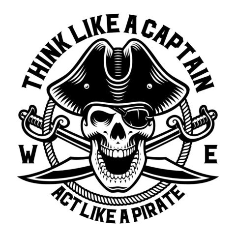 Modèle de logo pour le capitaine pirate avec tête de mort