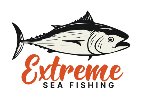Plantilla de diseño de logotipo de pesca marítima extrema