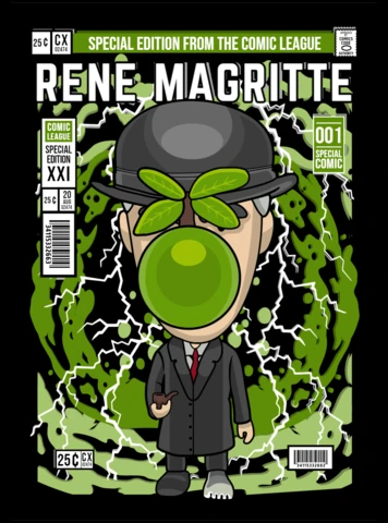 René Magritte, personnage de bande dessinée, modèle de couverture de magazine