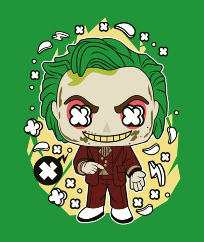 Green Hair Joker Pop Culture T-Shirt Design Template