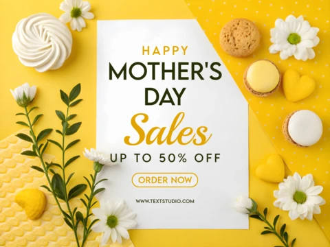 Design de modelo de vendas brilhante e alegre para o dia das mães - folheto promocional editável