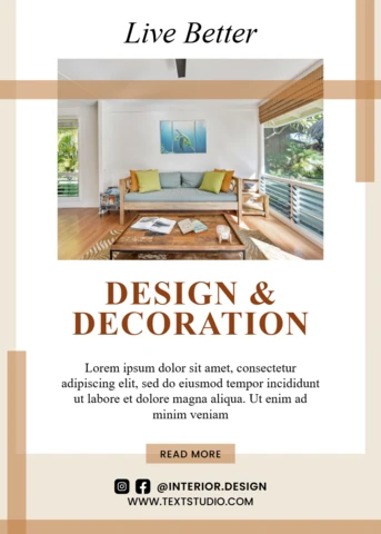 Modern Interior Design Template for Home Decoration Brochure