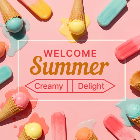 Summer Delight Design Template: Vibrant and Creamy Ice Cream Aesthetic