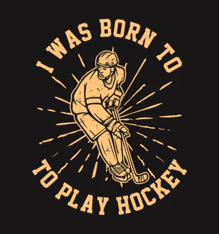 Born To Play Hockey Vintage T-shirt Design Template