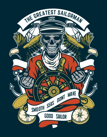 La mejor plantilla de diseño de camiseta con calavera de marinero