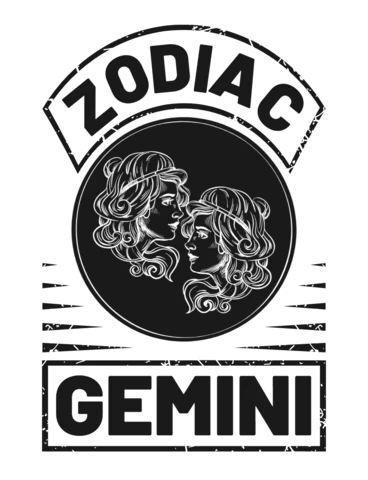 Modelo de design vintage do zodíaco gêmeos com ilustrações artísticas