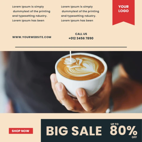 Big Sale Offer Coffee Shop Social Media Post Design Template