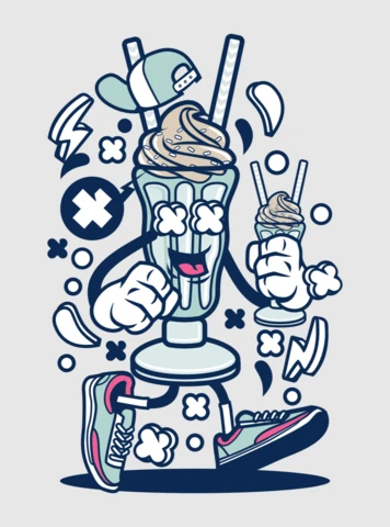 Milchshake cartoon charakter t-shirt design vorlage