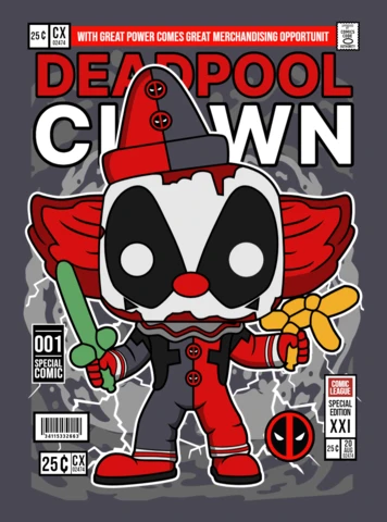 Deadpool Clown Cartoon Character Magazine Cover Design Template