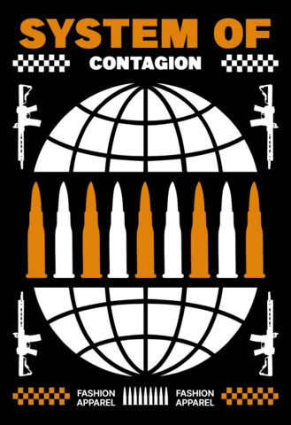 Plantilla de diseño gráfico audaz para moda que presenta un tema de contagio global.