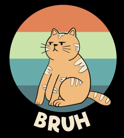 Plantilla de diseño de ilustración de gato gruñón para camiseta con paleta de colores retro