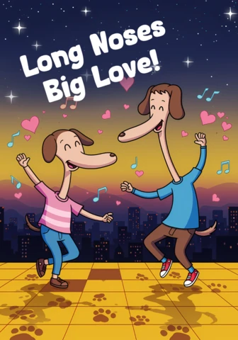 Long Noses Big Love! Editable Cartoon Design Template