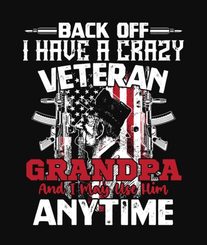 USA Crazy Veteran Grandpa T-Shirt Design Template