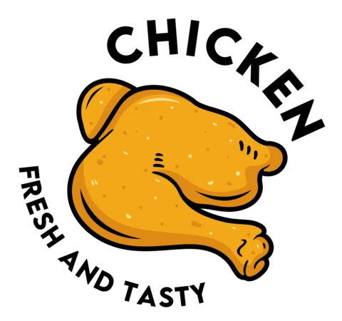 Plantilla de diseño de logotipo de etiqueta de identificación de alimentos para pollos