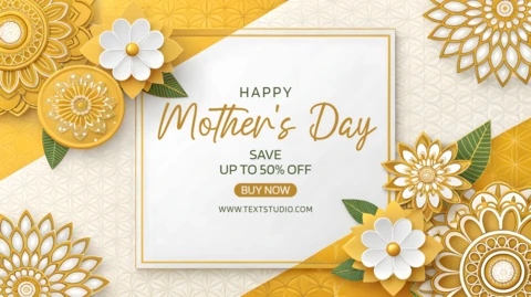 Design de modelo promocional elegante para o Dia das Mães com elementos florais
