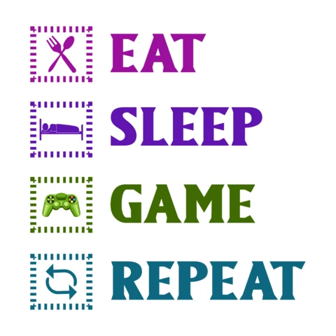 Plantilla de diseño de estilo de vida lúdico: comer, dormir, jugar, repetir