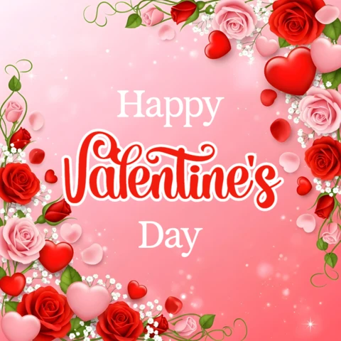 Plantilla de diseño floral para tarjeta de felicitación del Día de San Valentín