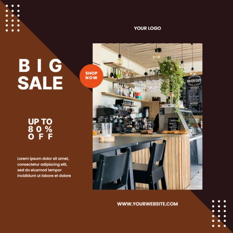 Big Sale Coffee Shop Social Media Post Design Template