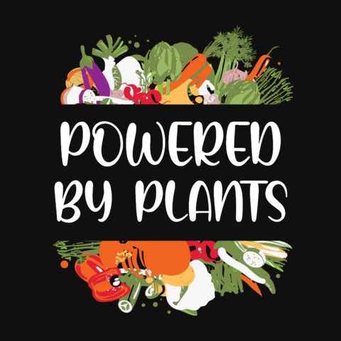 Vegan powered by plants plantilla de diseño de camiseta