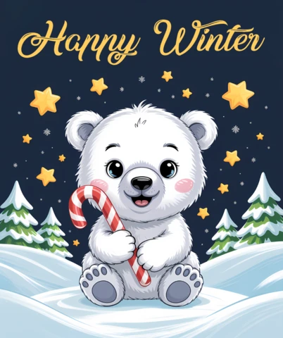 Winter Bear Design Template for Greeting Cards