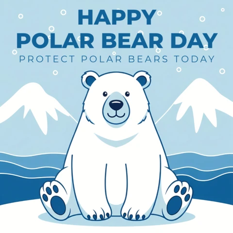 Polar Bear Day Celebration Design Template for Greeting Cards