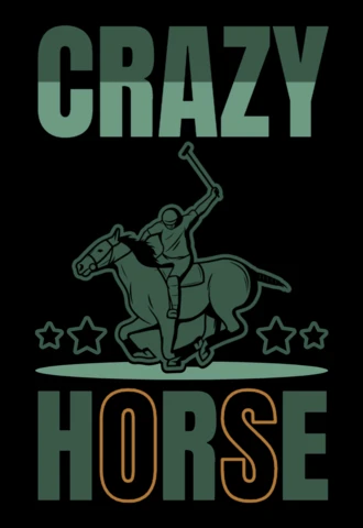 Crazy Horse Polo Power Ride, Swing, Win! Horse Racing T-Shirt Design Template
