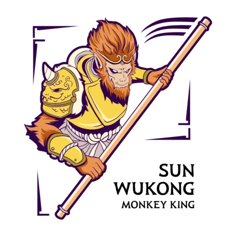 Plantilla de diseño dinámica del rey mono Sun Wukong para proyectos creativos.