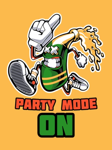 Party Mode On With Bottle T-shirt Design Template