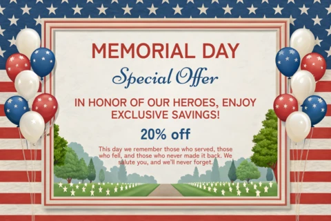 Template di vendita del giorno della memoria patriottica - design festivo per offerte speciali