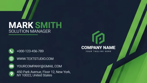 Editable Business Card Template Abstract Green Graphics with Professional Layout Design