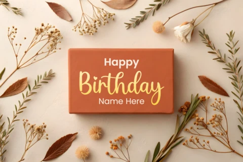 Elegant Floral Birthday Template Design with Customizable Name