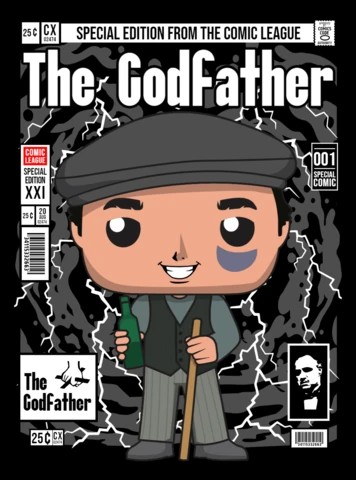 Modelo de design de capa de revista do personagem de desenho animado The godfather
