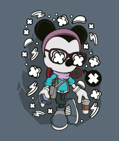 Mickey Hipster Pop Culture T-Shirt Design Template