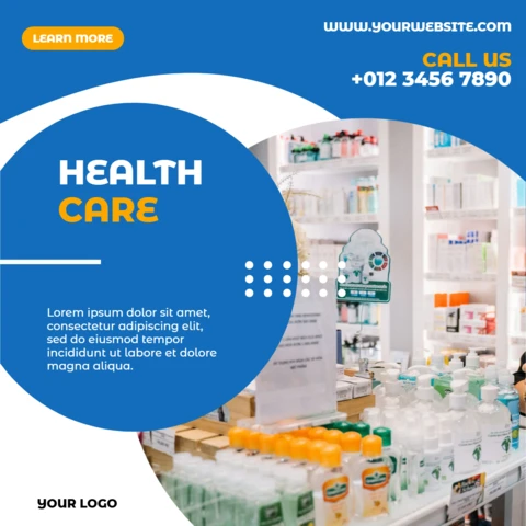 Blue Geometric Advertising Social Media Post Design Template
