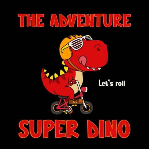 Adventurous Bicycle Dino Template for Kids Apparel Design