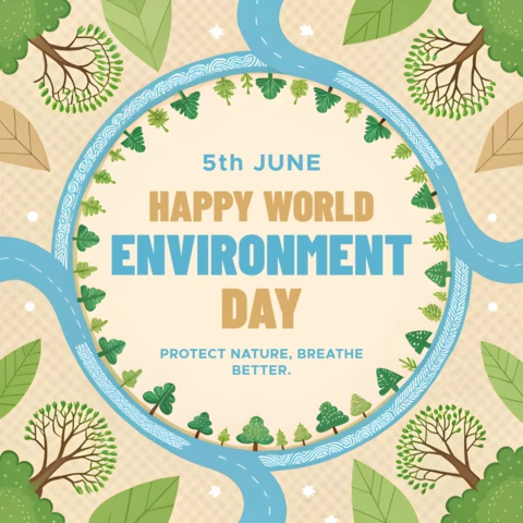Modelo de design para o dia mundial do meio ambiente inspirado na natureza para promoções ecológicas.