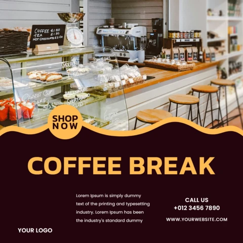 Plantilla de diseño de publicación de Instagram para tomar café