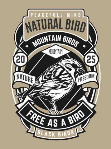 Natural Bird Retro Display T-shirt Design Template