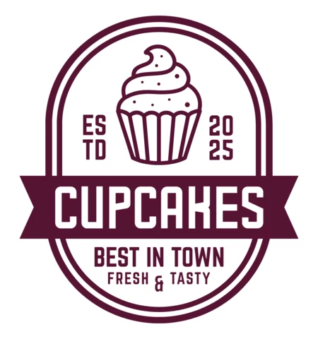 Modelo de design de logotipo de cupcakes frescos e saborosos