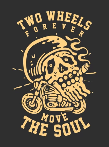 Modèle de t-shirt vintage avec une tête de mort à vélo et fumant