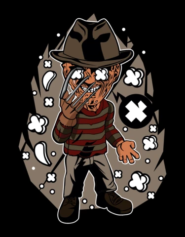 Freddy Krueger tekenfilmfiguur poster ontwerp sjabloon