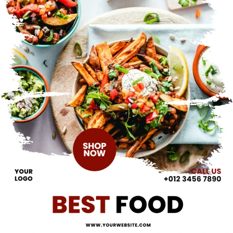 Bright And Scratched Restaurant Ad Instagram Post Design Template
