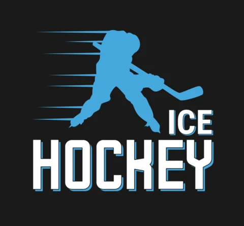 Action Packed Ice Hockey with Player in Motion Sports T-Shirt Design Template