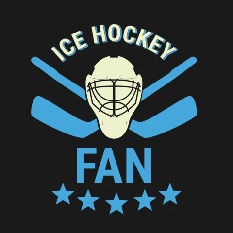 Ice Hockey Fan with Goalie Mask and Crossed Sticks Sports T-Shirt Design Template