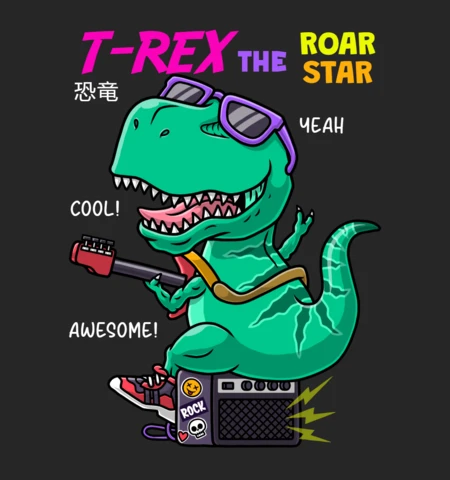 Szablon projektu T-rex Rock Star: fajna i zabawna edytowalna grafika