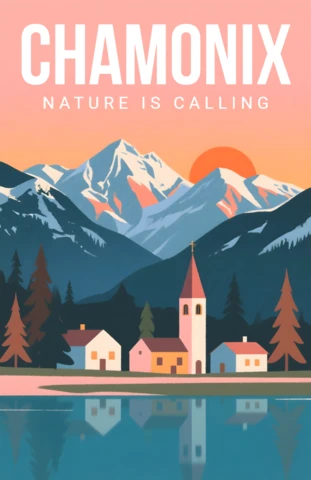 Chamonix Nature Landscape Design Template for Travel Posters
