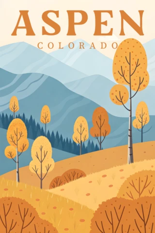 Vintage Landscape Design Template for Aspen Colorado Poster